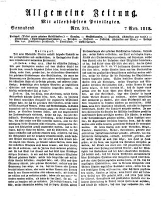 Allgemeine Zeitung Samstag 7. November 1818