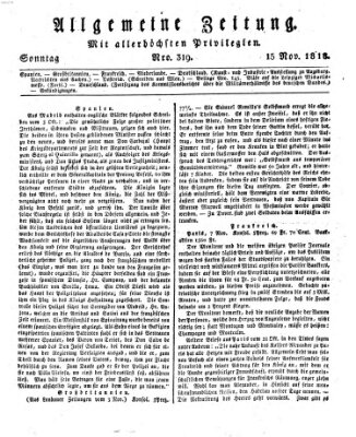 Allgemeine Zeitung Sonntag 15. November 1818