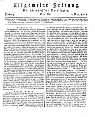 Allgemeine Zeitung Freitag 20. November 1818