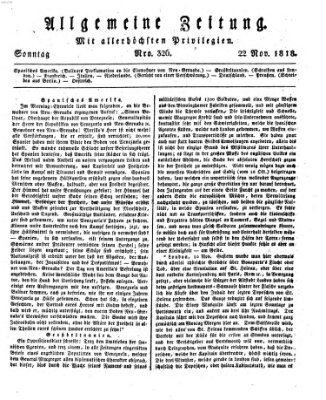 Allgemeine Zeitung Sonntag 22. November 1818