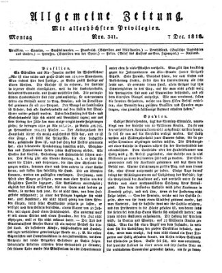 Allgemeine Zeitung Montag 7. Dezember 1818