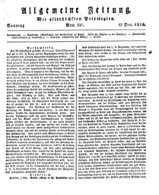 Allgemeine Zeitung Sonntag 13. Dezember 1818