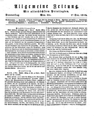 Allgemeine Zeitung Donnerstag 17. Dezember 1818