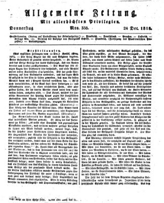 Allgemeine Zeitung Donnerstag 24. Dezember 1818