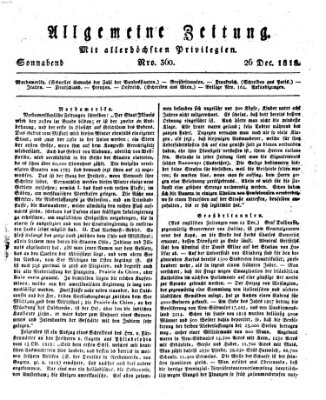 Allgemeine Zeitung Samstag 26. Dezember 1818