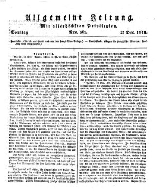 Allgemeine Zeitung Sonntag 27. Dezember 1818