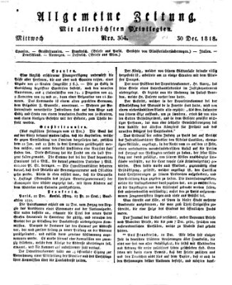 Allgemeine Zeitung Mittwoch 30. Dezember 1818