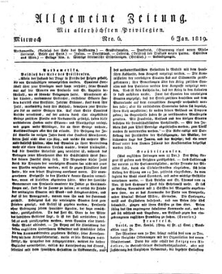 Allgemeine Zeitung Mittwoch 6. Januar 1819