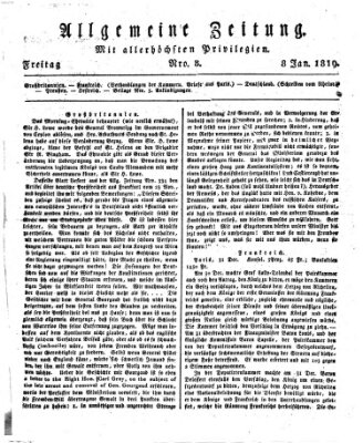 Allgemeine Zeitung Freitag 8. Januar 1819