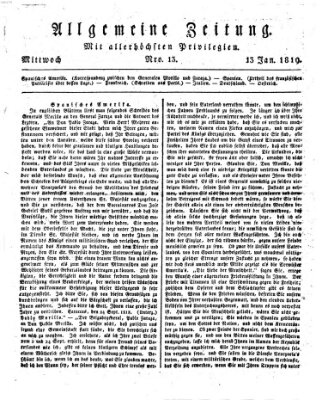 Allgemeine Zeitung Mittwoch 13. Januar 1819