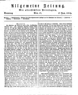 Allgemeine Zeitung Sonntag 17. Januar 1819