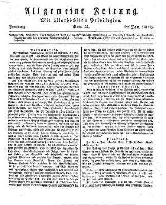 Allgemeine Zeitung Freitag 22. Januar 1819