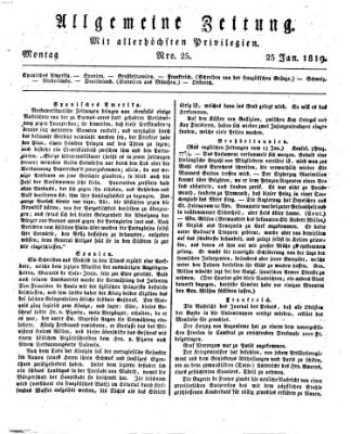 Allgemeine Zeitung Montag 25. Januar 1819