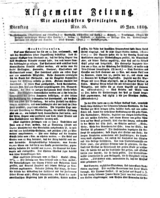 Allgemeine Zeitung Dienstag 26. Januar 1819