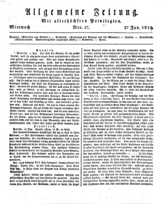 Allgemeine Zeitung Mittwoch 27. Januar 1819