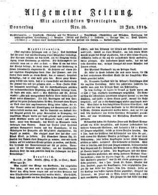 Allgemeine Zeitung Donnerstag 28. Januar 1819