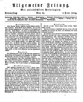 Allgemeine Zeitung Donnerstag 4. Februar 1819