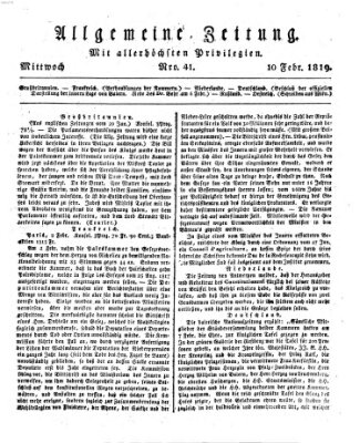 Allgemeine Zeitung Mittwoch 10. Februar 1819