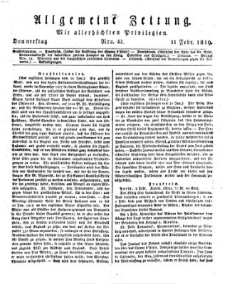 Allgemeine Zeitung Donnerstag 11. Februar 1819