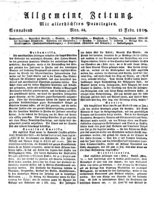 Allgemeine Zeitung Samstag 13. Februar 1819