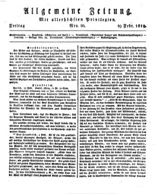 Allgemeine Zeitung Freitag 19. Februar 1819