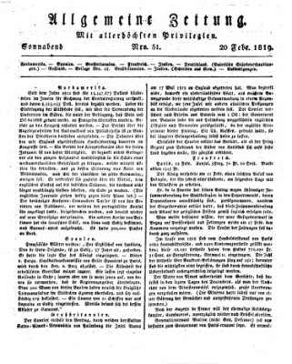 Allgemeine Zeitung Samstag 20. Februar 1819