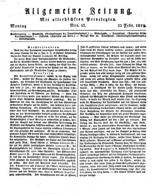 Allgemeine Zeitung Montag 22. Februar 1819