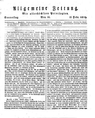 Allgemeine Zeitung Donnerstag 25. Februar 1819