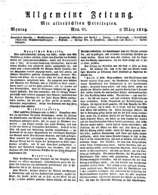 Allgemeine Zeitung Montag 8. März 1819