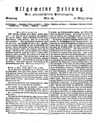 Allgemeine Zeitung Sonntag 21. März 1819