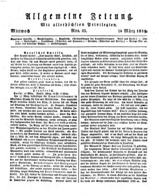 Allgemeine Zeitung Mittwoch 24. März 1819