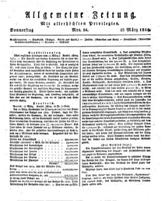 Allgemeine Zeitung Donnerstag 25. März 1819