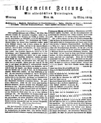 Allgemeine Zeitung Montag 29. März 1819