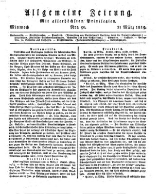 Allgemeine Zeitung Mittwoch 31. März 1819