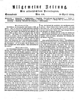 Allgemeine Zeitung Samstag 24. April 1819