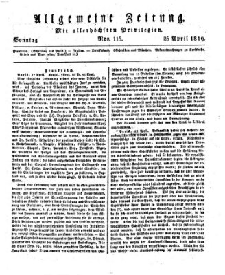 Allgemeine Zeitung Sonntag 25. April 1819