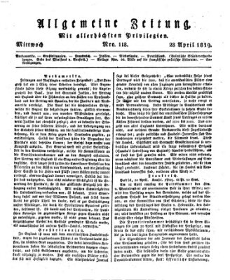 Allgemeine Zeitung Mittwoch 28. April 1819