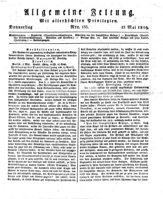 Allgemeine Zeitung Donnerstag 13. Mai 1819