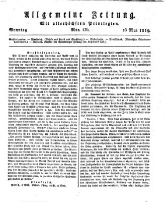 Allgemeine Zeitung Sonntag 16. Mai 1819