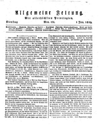 Allgemeine Zeitung Dienstag 1. Juni 1819