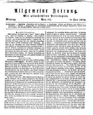 Allgemeine Zeitung Montag 21. Juni 1819