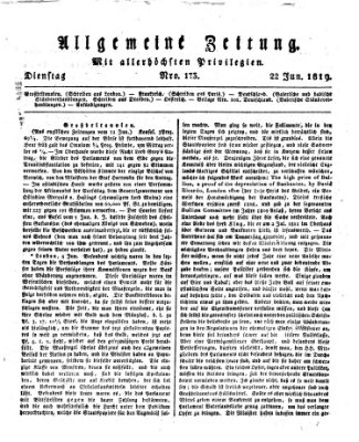 Allgemeine Zeitung Dienstag 22. Juni 1819