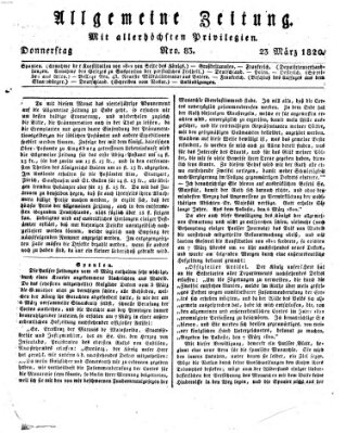 Allgemeine Zeitung Donnerstag 23. März 1820