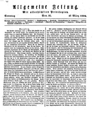 Allgemeine Zeitung Sonntag 26. März 1820