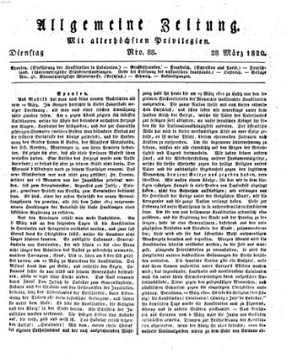 Allgemeine Zeitung Dienstag 28. März 1820