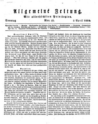 Allgemeine Zeitung Sonntag 2. April 1820