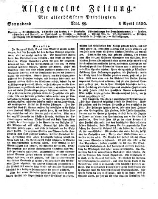 Allgemeine Zeitung Samstag 8. April 1820