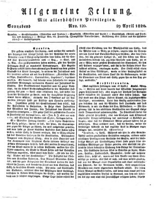 Allgemeine Zeitung Samstag 29. April 1820