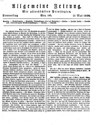 Allgemeine Zeitung Donnerstag 25. Mai 1820