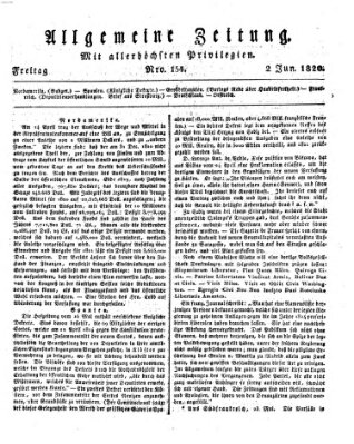 Allgemeine Zeitung Freitag 2. Juni 1820